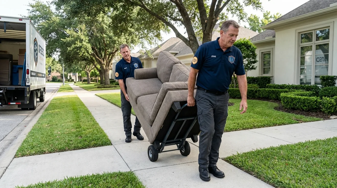 Local residential moving crew loading furniture in Laurens, IA